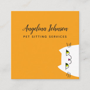 Carte De Visite Carré Chat blanc amusant