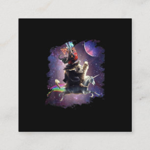 Carte De Visite Carré Chat équitation Panda Llama Unicorn