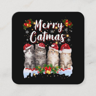 Carte De Visite Carré Chat Noël Santa Hat Funny Joyeux Noël