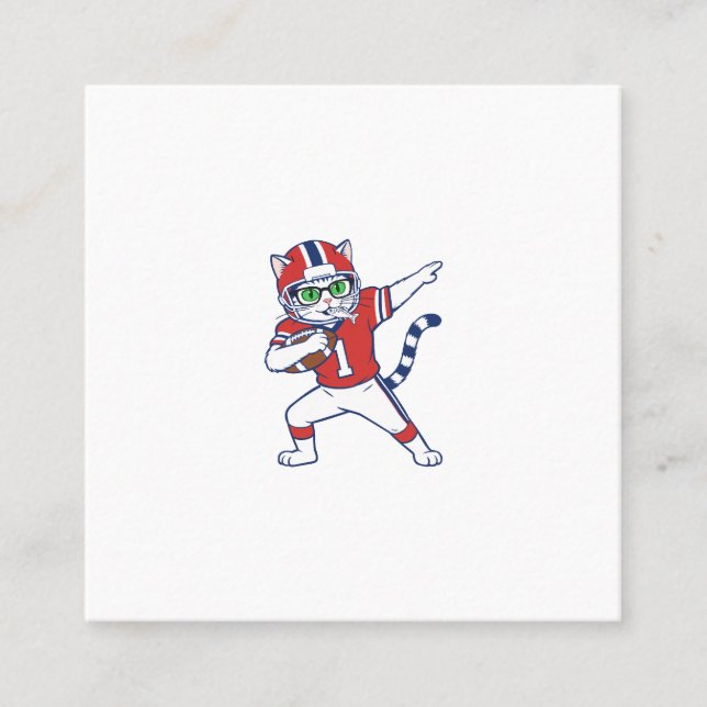 Carte De Visite Carré Chat Touchdown  (Devant)