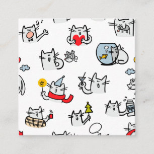 Carte De Visite Carré Chats amusants, lait et magie.