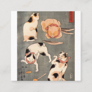 Carte De Visite Carré Chats jouant Utagawa Kuniyoshi