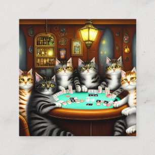Carte De Visite Carré Chats très détaillés Jouer au Poker