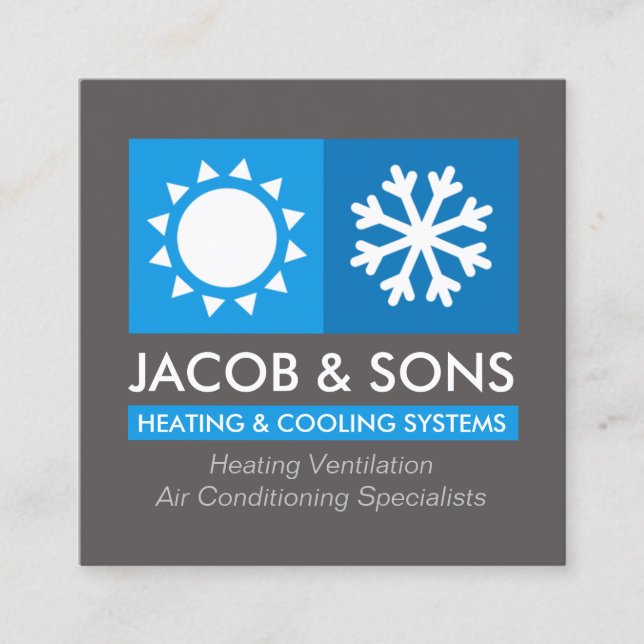 Carte De Visite Carré Chauffage Ventilation Climatisation Refroidissemen (Devant)