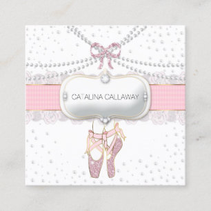 Carte De Visite Carré Chaussons de ballet Perles Bijoux en dentelle de P