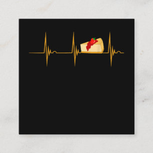 Carte De Visite Carré Cheesecake Dessert Fromage Gâteau Heartbeat Ekg Pu