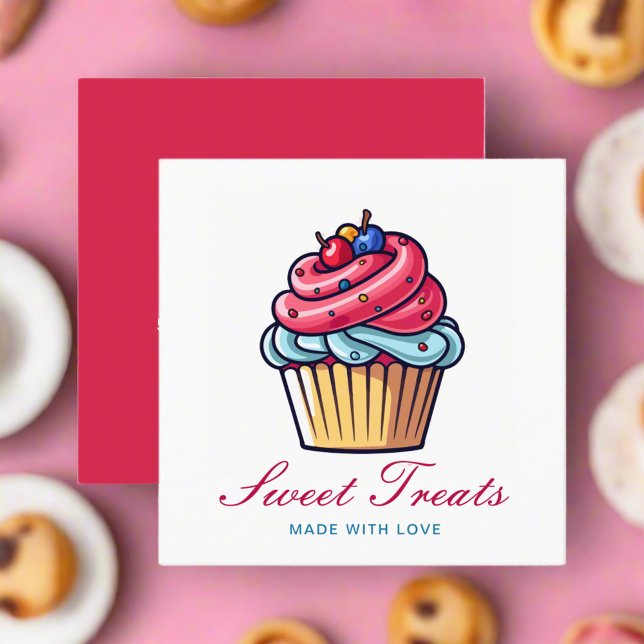 Carte De Visite Carré Chef pâtisserie Professionnel Soins sucrés Cupcake (Créateur téléchargé)