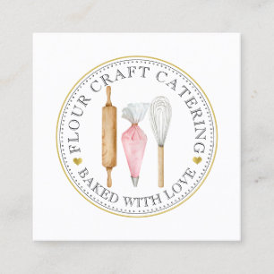 Carte De Visite Carré Chef pâtissier Dessert Traiteur Baker's Tools