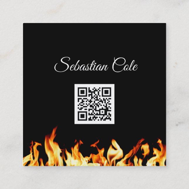 Carte De Visite Carré Chef Personnel Cuisine Flamme Catering (Dos)