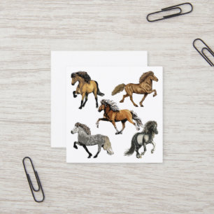 Carte De Visite Carré Chevaux islandais en mouvement