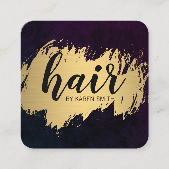 Carte De Visite Carré Cheveux / Or brossé (Devant)