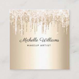 Carte De Visite Carré Chic Champagne DriParties scintillant Professionne