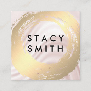 Carte De Visite Carré Chic Faux Or Brossé Silk Drapery