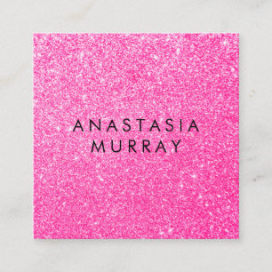 Carte De Visite Carré Chic, Fille & Glam Black Hot Rose Parties scintill