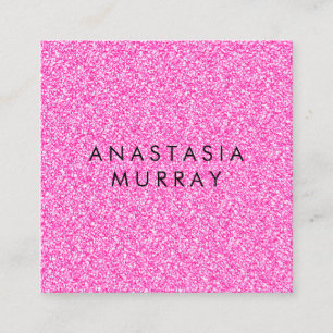 Carte De Visite Carré Chic, Fille & Glam Black Hot Rose Parties scintill