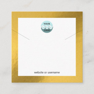 Carte De Visite Carré Chic logo personnalisé cadre or collier d'afficha