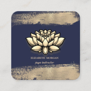 Carte De Visite Carré Chic Lotus Faux Gold Brush Stroke