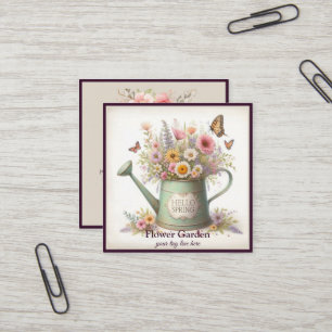 Carte De Visite Carré Chic moderne Floral & Bois rustique Cottage Vintag