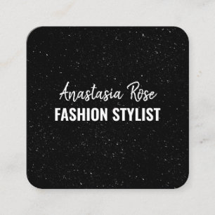 Carte De Visite Carré Chic Moderne Noir Blanc Minimaliste Paillettes Gal