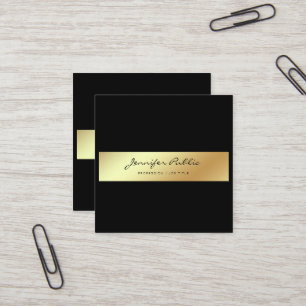 Carte De Visite Carré Chic moderne professionnel d'or noir élégant