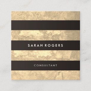 Carte De Visite Carré Chic Motif Grunge Jaune