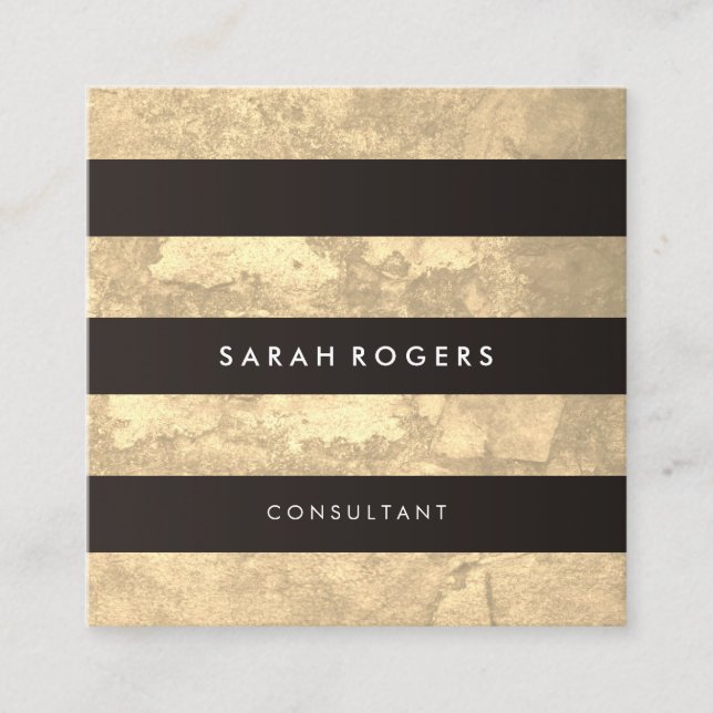 Carte De Visite Carré Chic Motif Grunge Jaune (Devant)