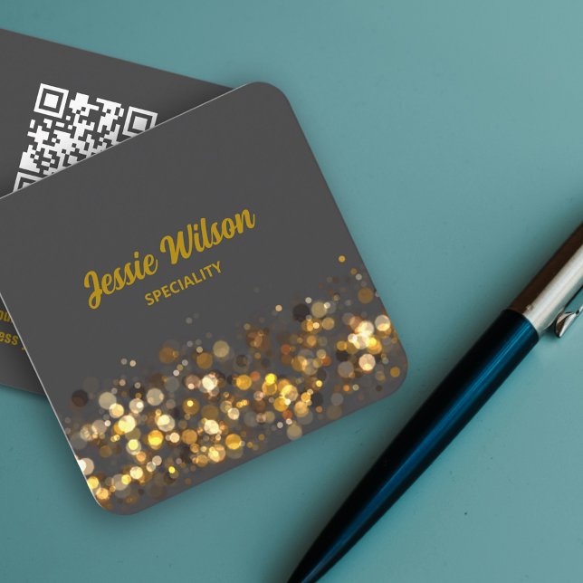 Carte De Visite Carré Chic QR Code lumière pastel professionnel parties  (Luxury design for trendy business card )