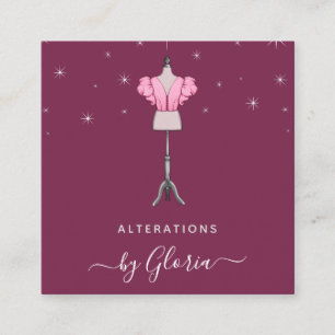 Carte De Visite Carré Chic Rose Gold Mode rose Mannequin Tailor Girl