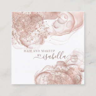 Carte De Visite Carré Chic Rose Gold Parties scintillant Artiste de maqu