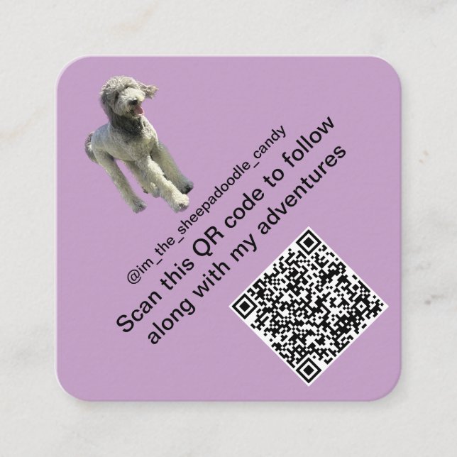 Carte De Visite Carré Chien / Chien / Chien / Chien Instagram Tik Tok QR (Devant)