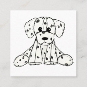 Carte De Visite Carré Chien farci de Dalmatie dessiné en noir simple