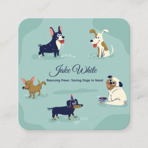 Carte De Visite Carré Chien Secourt animal assis