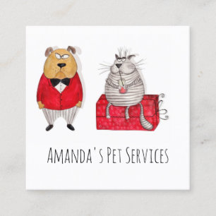 Carte De Visite Carré Chien Sitter Chat Sitter Services pour animaux de 