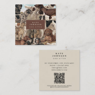Carte De Visite Carré Chien Sitter Trainer Animal Care Chiens QR Code