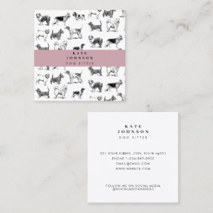 Carte De Visite Carré Chiens vintages Chien marchant Marcheur Groomer An