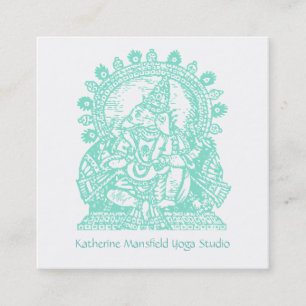 Carte De Visite Carré Chiffre de l'instructeur de yoga Ganesh assis