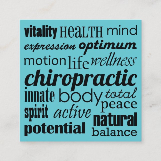 Carte De Visite Carré Chiropractic Word Collage Chiropractic (Devant)