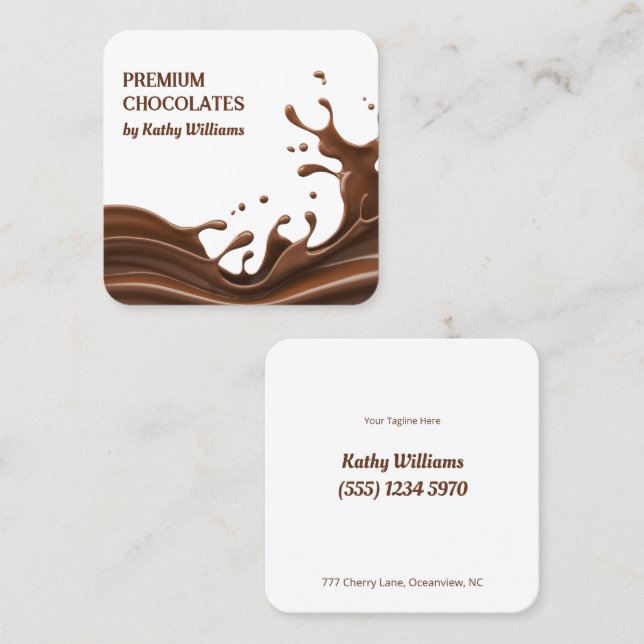 Carte De Visite Carré Chocolatier maître (Devant / Derrière)