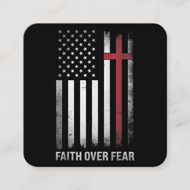 Carte De Visite Carré Christian US USA Drapeau américain Christ Faith su (Devant)