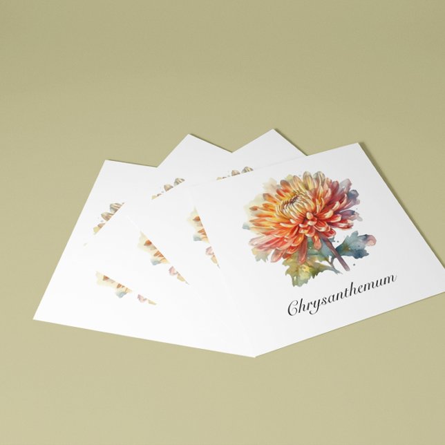 Carte De Visite Carré Chrysanthème de la récolte d'or, sur mesure (Créateur téléchargé)