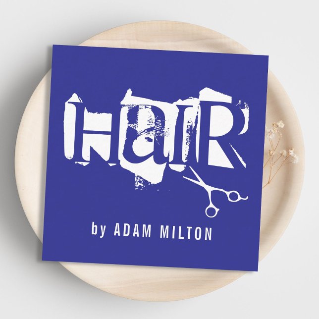 Carte De Visite Carré Ciseaux Bleu Moderne - Liste d'étoiles (Créateur téléchargé)