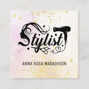 Carte De Visite Carré *~* Ciseaux cardiaques Sèche-Parties scintillant c