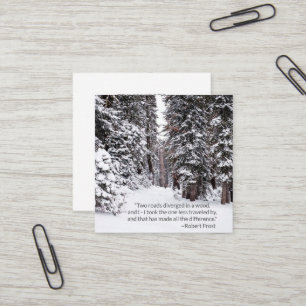 Carte De Visite Carré Citation rustique de forêt d'hiver d'agent de