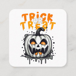 Carte De Visite Carré Citrouille effrayante de Halloween Trick or Treat