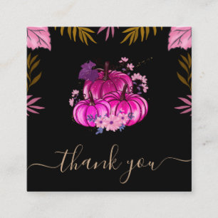 Carte De Visite Carré Citrouille rose glamour Thanksgiving Merci migre