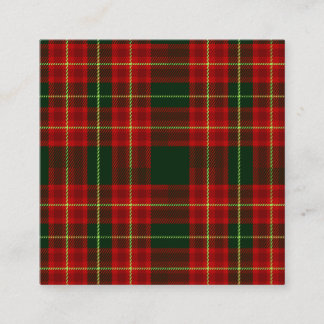 Carte De Visite Carré Classic Christmas Red Green Tartan Plaid Seamless