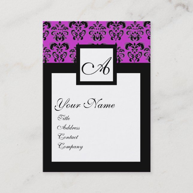Carte De Visite CARRÉ CLASSIQUE DAMASK MONOGRAM, violet, violet (Devant)