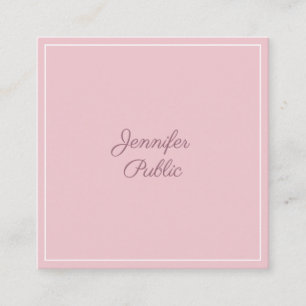 Carte De Visite Carré Classique Rose Stylish Simple Simple Luxe tendance