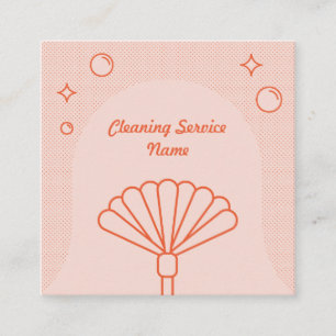 Carte De Visite Carré Clean Pink and Orange Cleaning Service Company