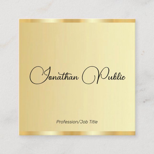 Carte De Visite Carré Client Calligraphie Script Faux Gold Modèle (Devant)